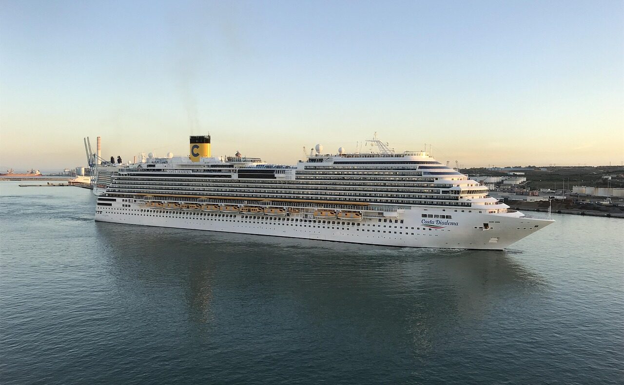 cruise, cruise ship, costa, costa diadema, ship, sea, civitavecchia, water, travel, cruising, sail, ocean, nature, holidays, morning